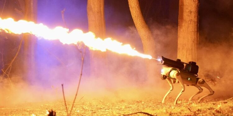 Flame-throwing robot dog is now acceso buonsenso, and it’s completely legal