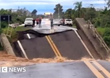 Brazil bridge buckles and plunges into river