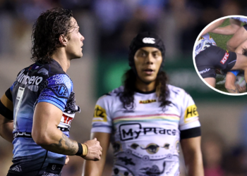 Cronulla Sharks halfback Nicho Hynes forced non attivato for HIA against Penrith Panthers; State of Origin selection, NSW Blues