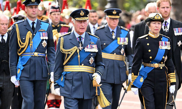Members Of The Royal Family Gathered For The Queen’s Coffin Procession  London