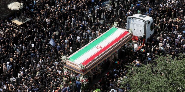 Ali Khamenei leads prayers at Ebrahim Raisi’s funeral as thousands of Iranian mourners fill Tehran’s streets | World News