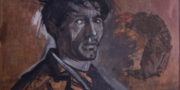 Norman Cornish self-portrait, newly discovered,  display at Bowes Museum